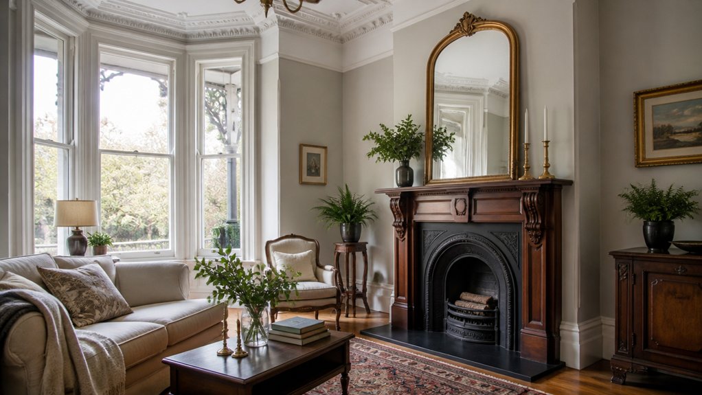 elegant victorian fireplace styling